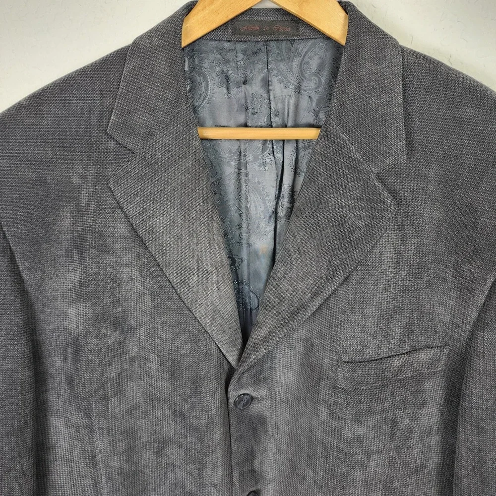 Phat Premium Phat Farm Blazer Sport Coat 46L Gray Brushed Birdseye Casual VTG